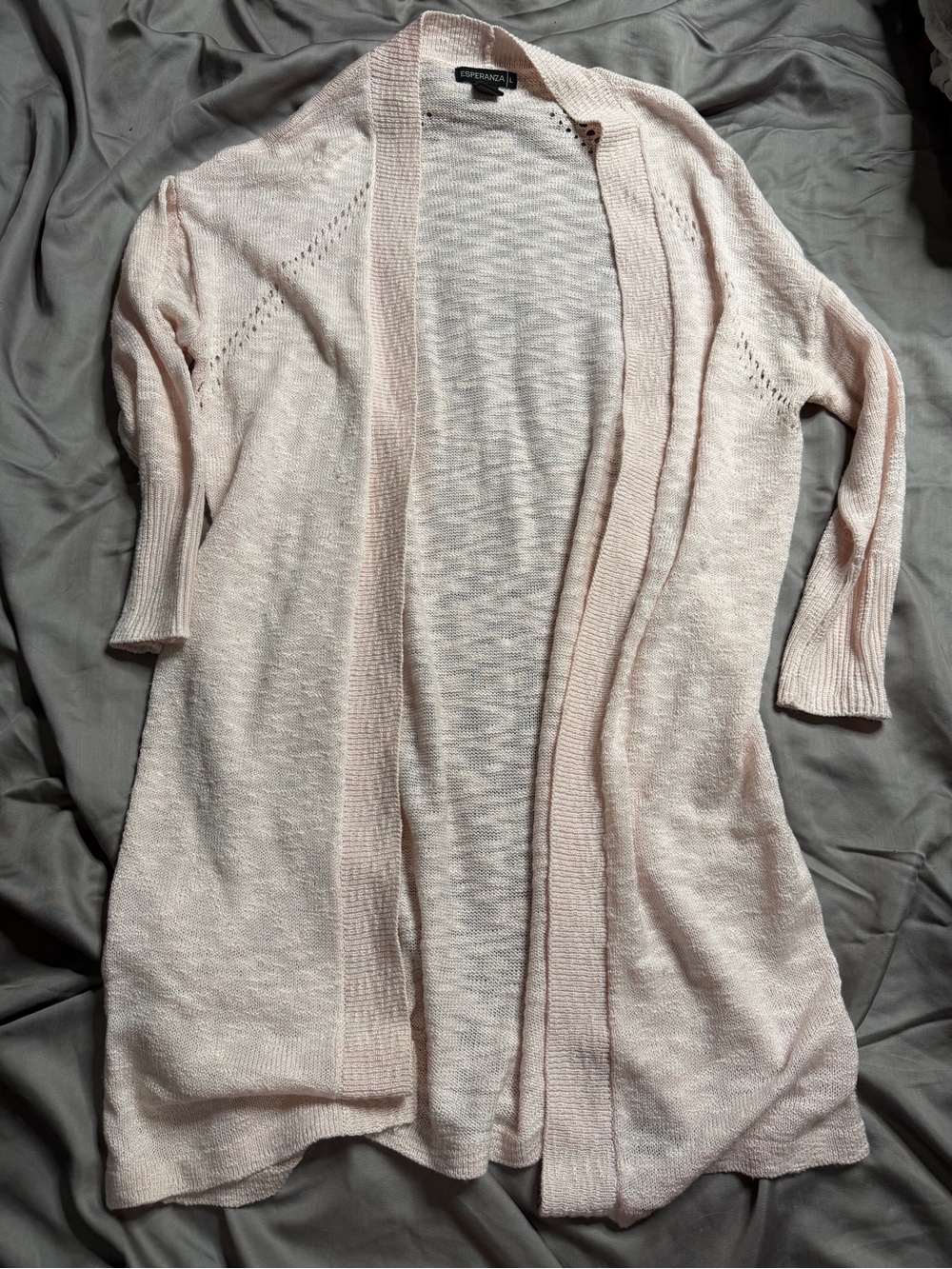 Open-Front Pale Pink Knit Cardigan by ESPRIT